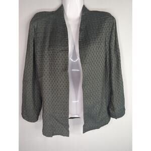 Eileen Fisher Green Pintucked Open‎ Cardigan Long Sleeve Casual WOMEN'S Medium